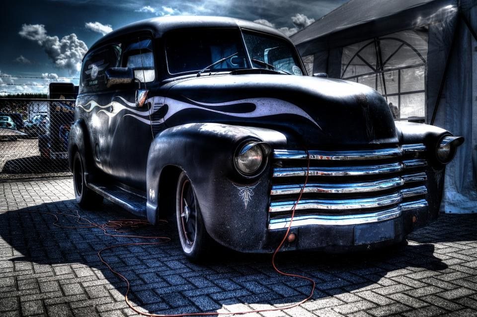 Classic pickup truck in a garage